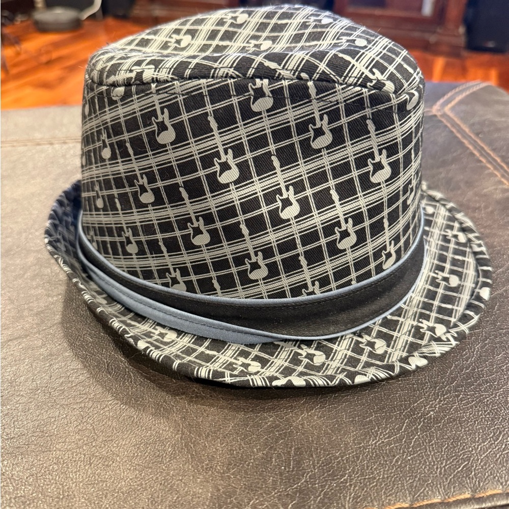 Fender Black and Gray Guitar Fedora hat - excellent used condition EUC